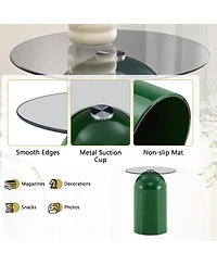 Streamdale Furniture Modern Round Tempered Glass Coffee Table 19.6'' x 15.7'' x 10.6