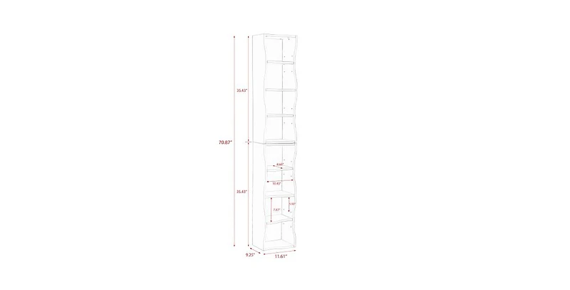 Flynama Ultra-Thin 8-Layer Wavy Border Bookshelf Detachable Combined Adjustable Shelf Home Office Storage Rack