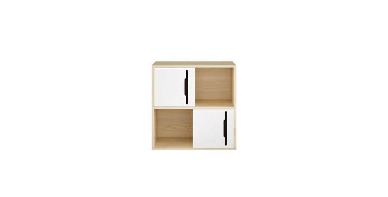Flynama Nordic Style Wooden Storage Cabinet Sliding Door Design Open Closed Combined Shelf Cabinet for Bedroom Kids Room