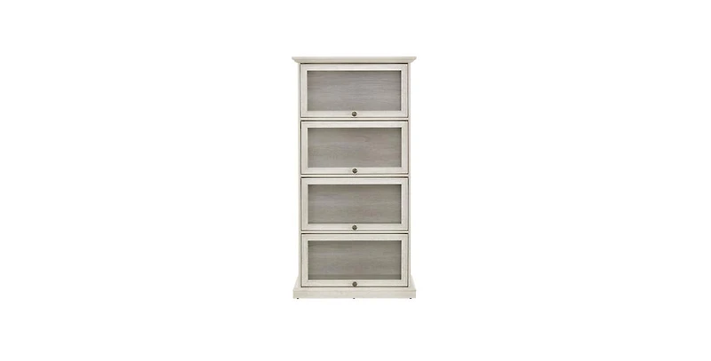 Flynama 4-Tier Tempered Glass Display Cabinet Flip-Up Door Household Collectible Toy Book Storage Showcase Cabinet