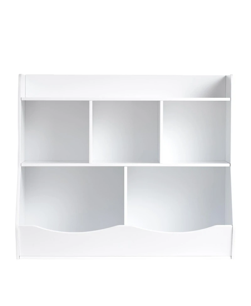 Flynama 5-Cubby Wooden Kids Storage Cabinet Multi-Grid Toy Bookshelf Rounded Edge Safe Children Room Furniture