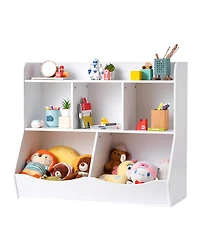 Flynama 5-Cubby Wooden Kids Storage Cabinet Multi-Grid Toy Bookshelf Rounded Edge Safe Children Room Furniture