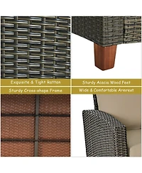 Sugift 4-Piece Outdoor Rattan Furniture Set with Cushions