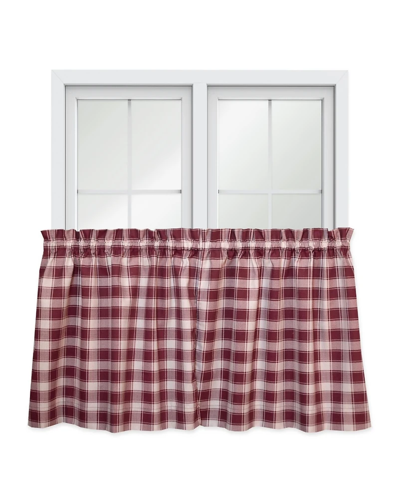 Ellis Curtain Country Check Tailored With 1.5inch Rod Pocket Window Tiers Brick