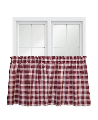 Ellis Curtain Country Check Tailored With 1.5inch Rod Pocket Window Tiers Brick