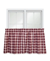 Ellis Curtain Country Check Tailored With 1.5inch Rod Pocket Window Tiers Brick
