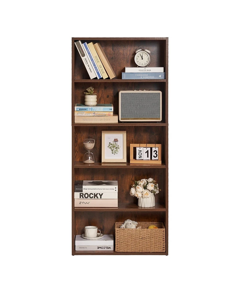 Flynama 53 Inch Narrow 5-Tier Adjustable Shelf Corner Bookshelf