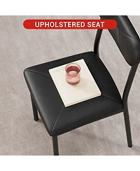 homfan 3 Pieces Dining Table Set, Square Kitchen and Upholstered Chairs for 2, Wooden Room Set with Metal Frame Small Places