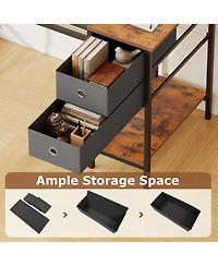 Slickblue 48 Inch Computer Desk with 2 Fabric Drawers Industrial Style