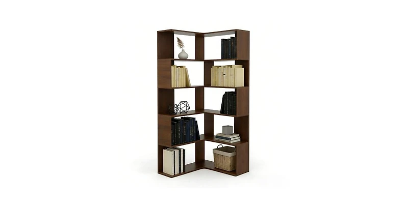 Flynama 66-Inch 6-Tier Corner Bookshelf L-Shaped Open Storage