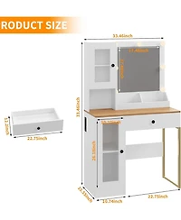 gaomon Multi-Color Led Lighted Vanity Desk, Makeup Table with Built-in Power and Usb Charging Ports