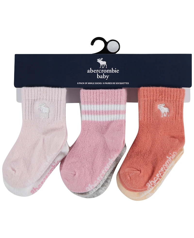 abercrombie kids Boys' and Girls' 6M-4T Crew Socks, 6-Pack