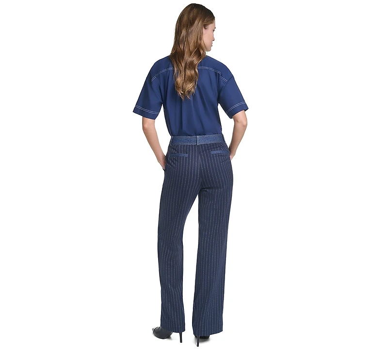 Karl Lagerfeld Paris Petite Mid-Rise Straight-Leg Pants