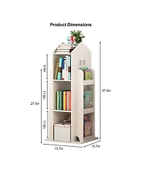 Flynama 4-Tier Rotating Kids Bookshelf with 360 Degree Swivel Base