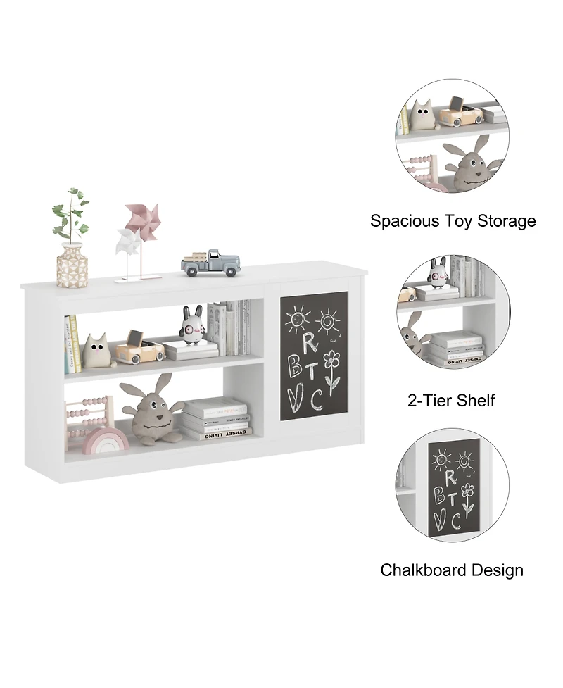 Flynama 3-in-1 Kids Bookshelf and Toy Storage Cabinet with Chalkboard