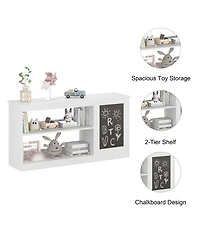 Flynama 3-in-1 Kids Bookshelf and Toy Storage Cabinet with Chalkboard
