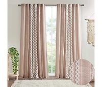 Avobird Cotton Printed Curtain Panel with Chenille Stripe and Lining Blush 50x84