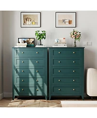 homfan Modern 5 Drawer Dresser for Bedroom, Tall Wooden Chest Organizer with Deep Storage Drawers and Metal Knobs, Perfect for Entryway