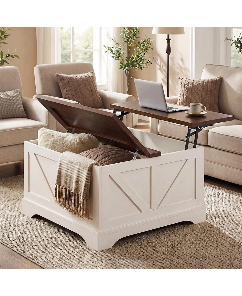 Slickblue Modern Square Coffee Table 31.5 Inch with Lifting Top and Storage