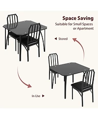 homfan Dining Table Set for 2 Square Compact Bistro Table with Upholstered Chairs, Glass Breakfast Nook Set for Small Space Apartment