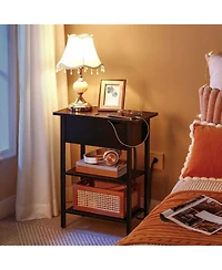 Slickblue Modern Side Table with Flip-Up Top and Built-In Charging Station