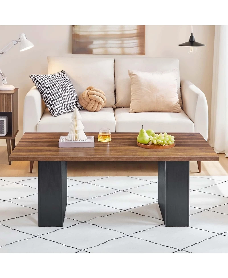 Slickblue Rectangular Coffee Table with Fluted Legs for Living Room Furniture