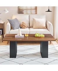 Slickblue Rectangular Coffee Table with Fluted Legs for Living Room Furniture