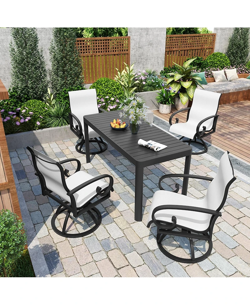 Pellebant Outdoor Aluminum Patio Swivel Dining Chairs with Sunbrella Fabric