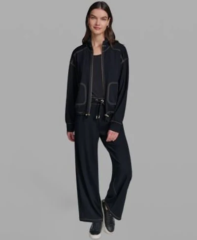 Karl Lagerfeld Paris Womens Jersey Bomber Jacket Pull On Jersey Pants