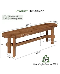 Tribesigns Solid Wood Entryway Bench, 55" Wooden Shoe Storage Bench, Farmhouse Rustic Indoor Bench for Dining Table, End of Bed