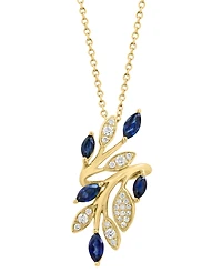 Effy Collection Sapphire (3/4 ct. t.w.) & Diamond (1/6 ct. t.w.) Pendant Necklace in 14k Yellow Gold
