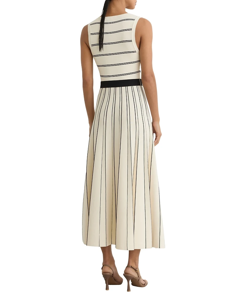 Reiss Women's Sleeveless Stripe Knitted Midi Dress