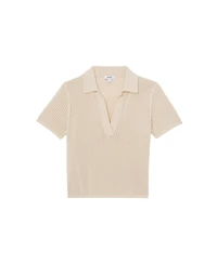 Reiss Women's Open-Stitch Knitted Polo Top
