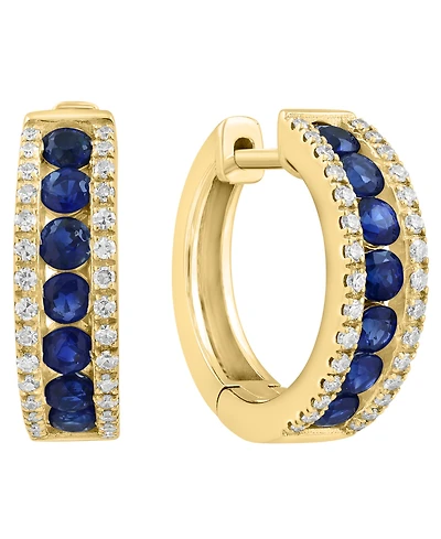 Effy Collection Sapphire (1-1/20 ct. t.w.) & Diamond (1/4 ct. t.w.) Earrings in 14k Yellow Gold