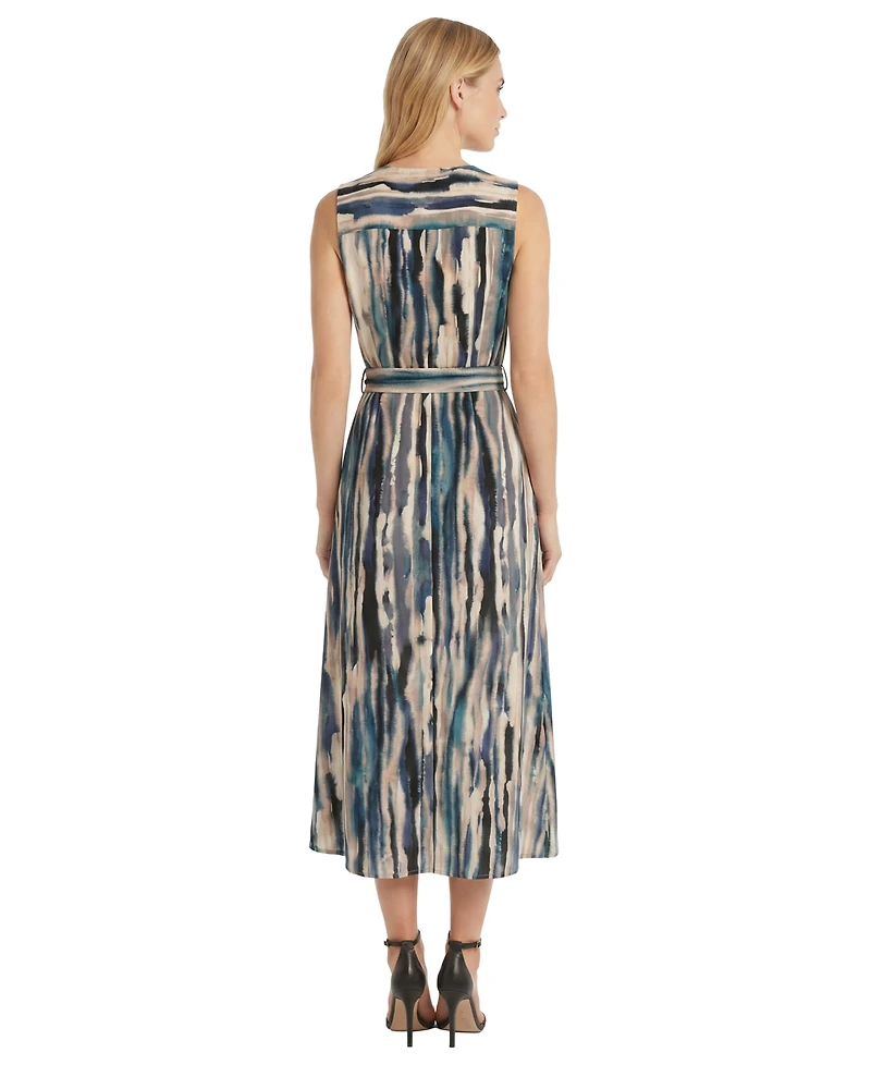 Maggy London Women's Printed Button Midi Dress