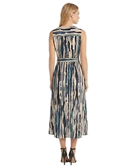 Maggy London Women's Printed Button Midi Dress