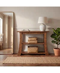 Tribesigns Solid Wood Console Table with Storage Shelves, 3-Tier Small Wood Entryway Sofa Table for Living Room Hallway