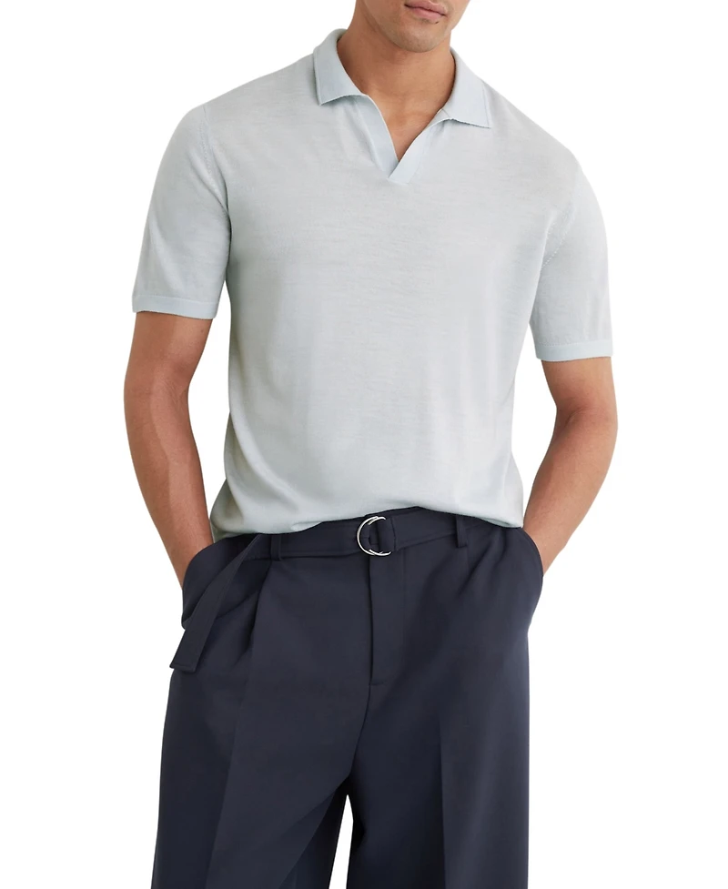 Reiss Men's Duchie Open Collar Merino Wool Polo Shirt