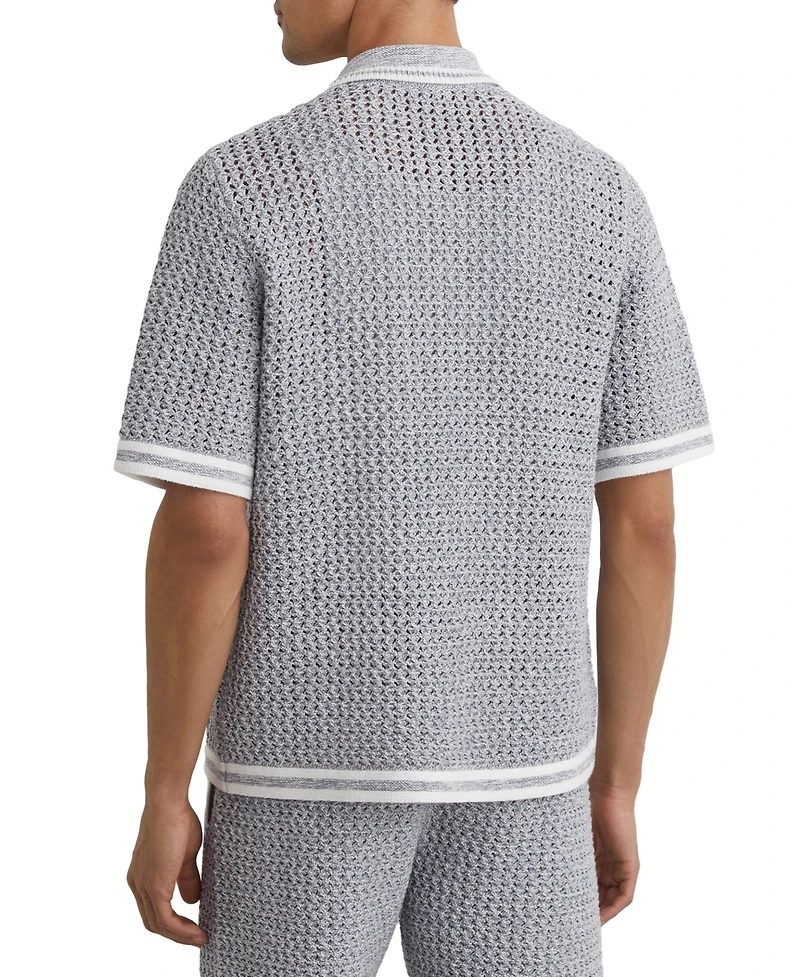 Reiss Men's Meadows Button Through Crochet Shirt