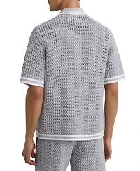 Reiss Men's Meadows Button Through Crochet Shirt