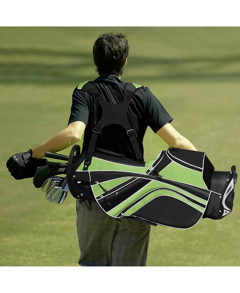 Gymax Golf Stand Bag 6 Way Divider Golf Carry Bag w/ Straps & 7 Storage Pockets