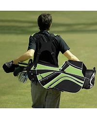 Gymax Golf Stand Bag 6 Way Divider Golf Carry Bag w/ Straps & 7 Storage Pockets