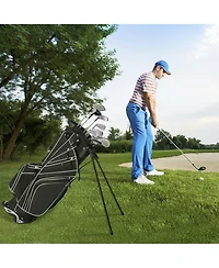 Gymax Golf Stand Bag 6 Way Divider Carry w/ Straps & 7 Storage Pockets