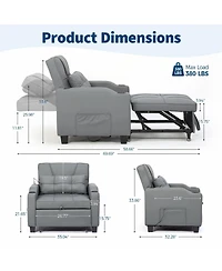 gaomon Convertible Sleeper Sofa Chair, Pull Out Bed, Single Sofa Recliner with Vibration Massage Lumbar Pillow