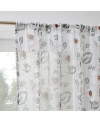 No. 918 Anya Floral Puff Print Sheer Rod Pocket Curtain Panel