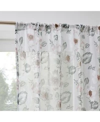No. 918 Anya Floral Puff Print Sheer Rod Pocket Curtain Panel