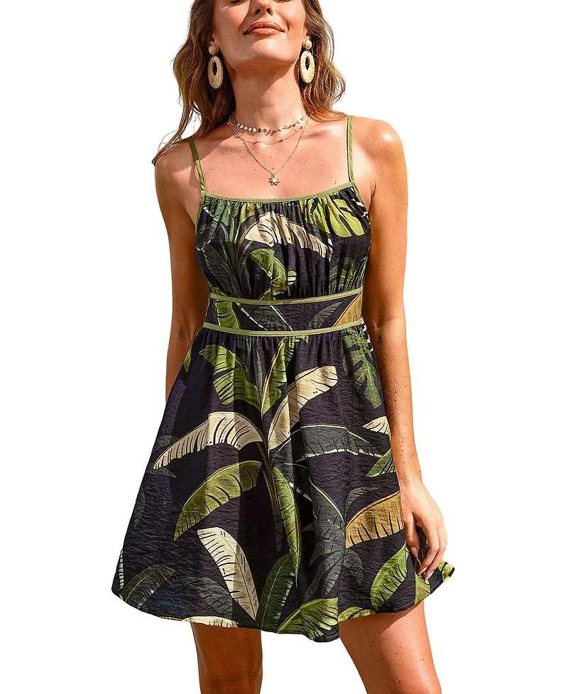 Cupshe Women's Adventurous Spirit Tropical Mini Beach Dress