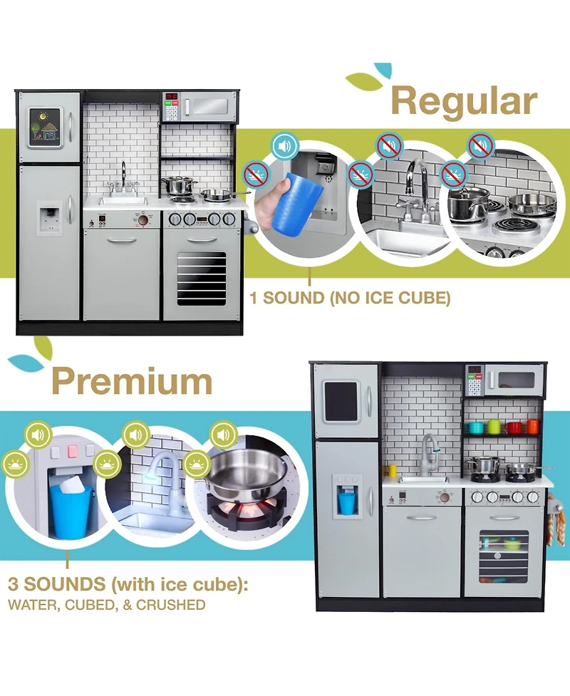 Lil' Jumbl Premium Kids Kitchen Set, Wooden Pretend Play Kitchen with Sounds and Accessories