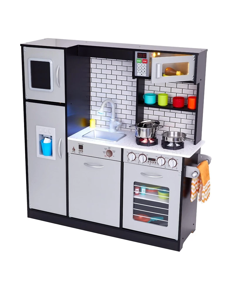 Lil' Jumbl Premium Kids Kitchen Set, Wooden Pretend Play Kitchen with Sounds and Accessories