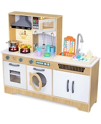 Lil' Jumbl Kids Kitchen Playset, Pretend Kids Wooden Kitchen with Washer and Dryer, Sink and More